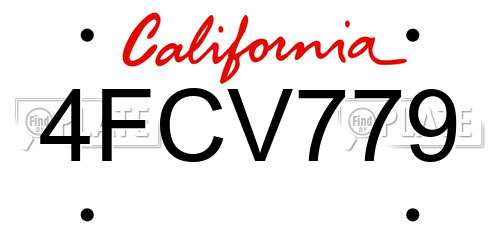 4FCV779 California License Plate