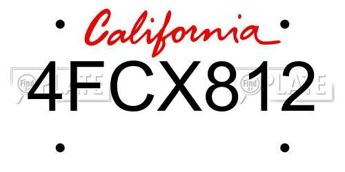 4FCX812 California License Plate