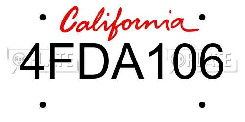 4FDA106 California License Plate