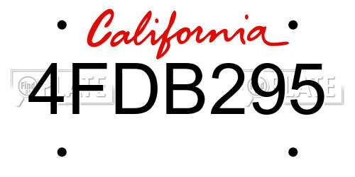 4FDB295 California License Plate