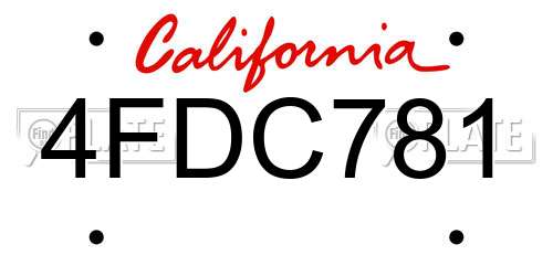 4FDC781 California License Plate