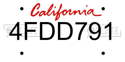 4FDD791 California License Plate