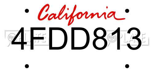 4FDD813 California License Plate