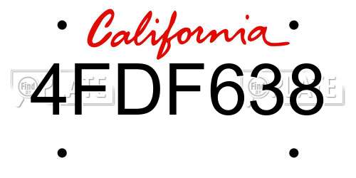 4FDF638 California License Plate