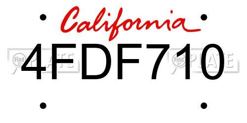 4FDF710 California License Plate