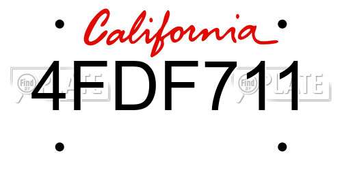 4FDF711 California License Plate