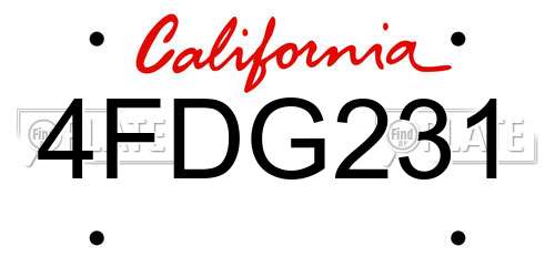 4FDG231 California License Plate
