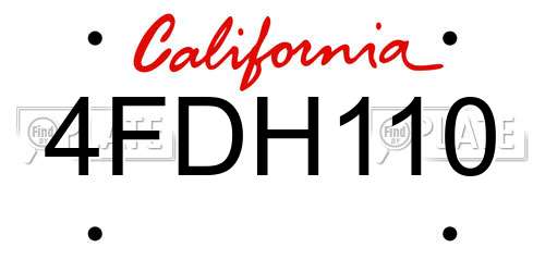 4FDH110 California License Plate