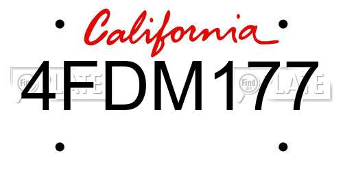 4FDM177 California License Plate