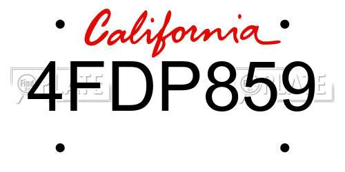 4FDP859 California License Plate