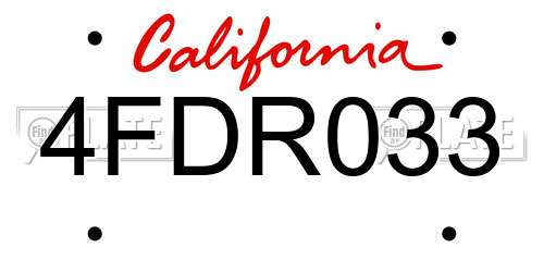 4FDR033 California License Plate