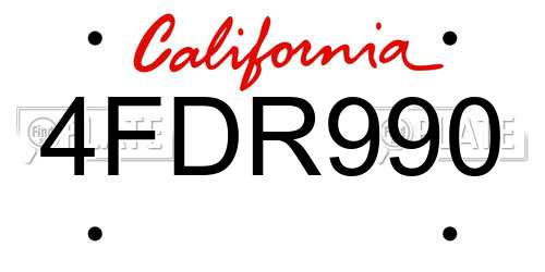4FDR990 California License Plate