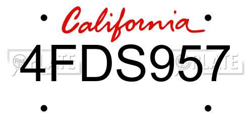 4FDS957 California License Plate