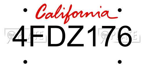 4FDZ176 California License Plate