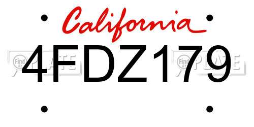 4FDZ179 California License Plate