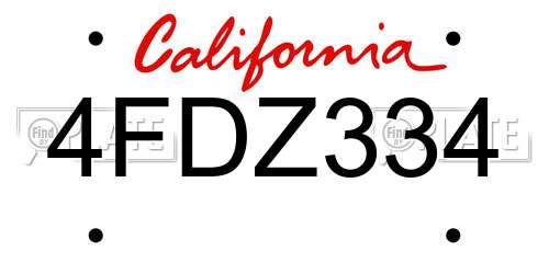 4FDZ334 California License Plate