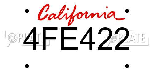 4FE422 California License Plate