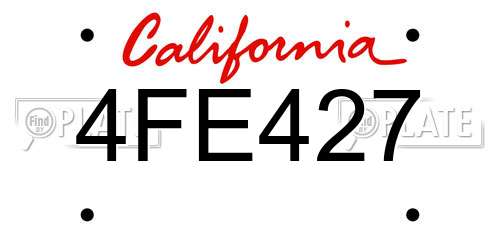 4FE427 California License Plate