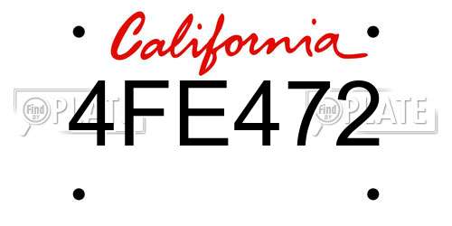 4FE472 California License Plate