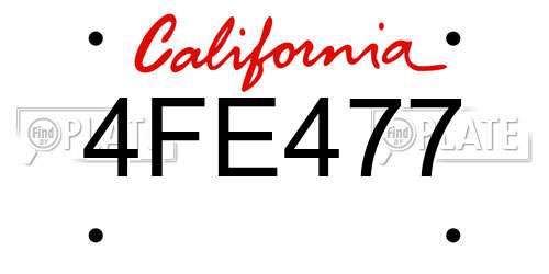 4FE477 California License Plate