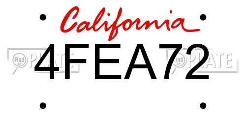 4FEA72 California License Plate