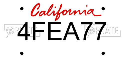 4FEA77 California License Plate