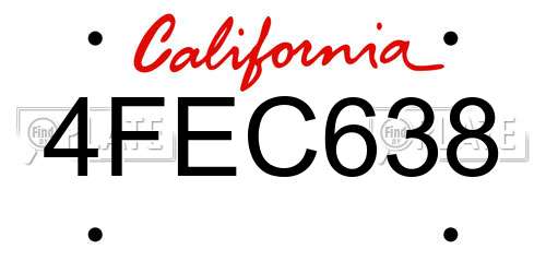 4FEC638 California License Plate