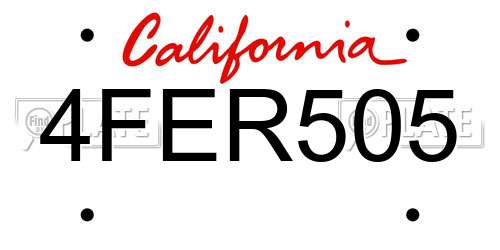 4FER505 California License Plate