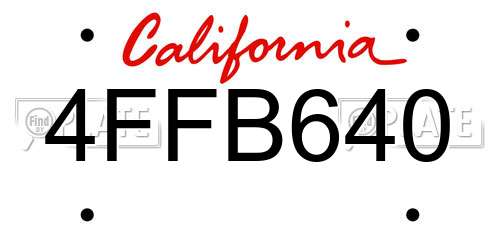 4FFB640 California License Plate