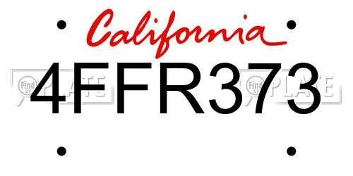 4FFR373 California License Plate