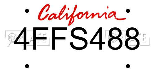 4FFS488 California License Plate