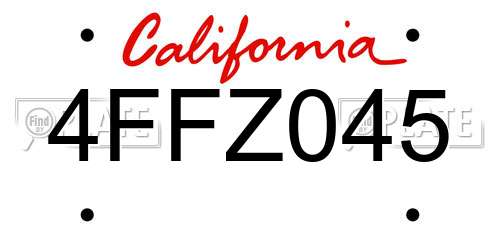 4FFZ045 California License Plate