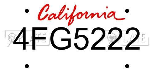 4FG5222 California License Plate