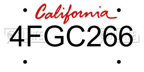 4FGC266 California License Plate