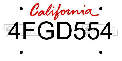 4FGD554 California License Plate