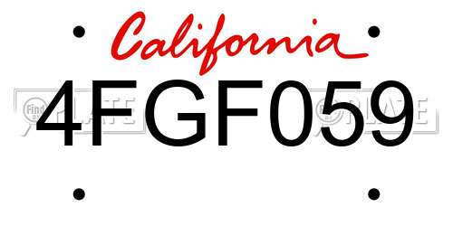 4FGF059 California License Plate