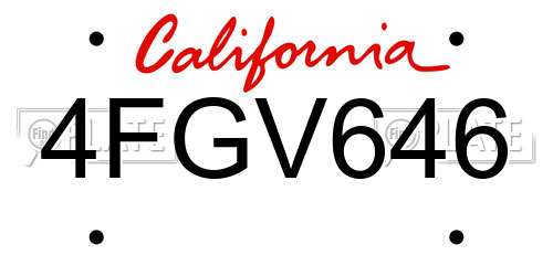 4FGV646 California License Plate