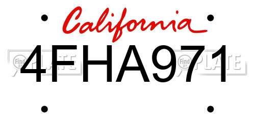 4FHA971 California License Plate
