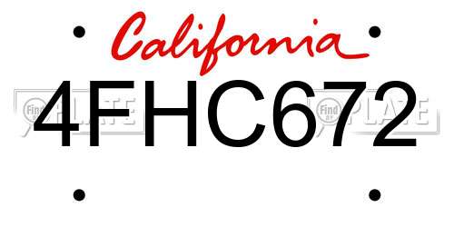 4FHC672 California License Plate