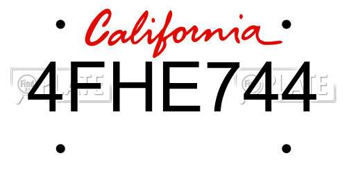4FHE744 California License Plate