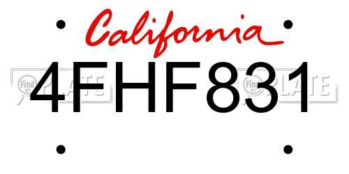 4FHF831 California License Plate