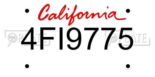 4FI9775 California License Plate