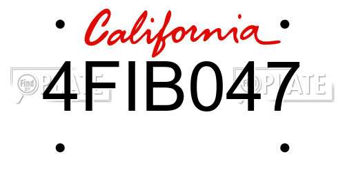 4FIB047 California License Plate