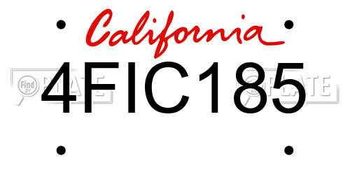 4FIC185 California License Plate