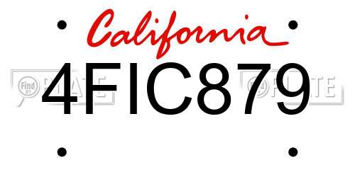 4FIC879 California License Plate