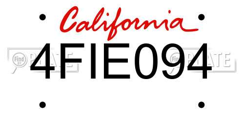 4FIE094 California License Plate