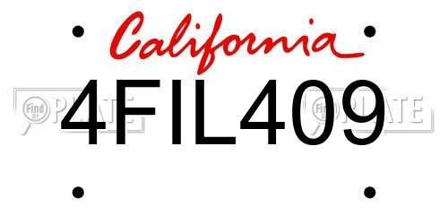 4FIL409 California License Plate