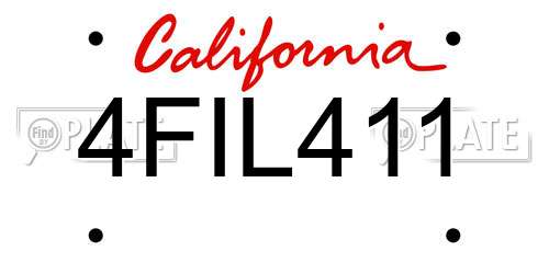 4FIL411 California License Plate