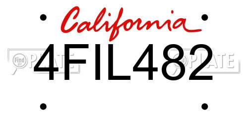 4FIL482 California License Plate