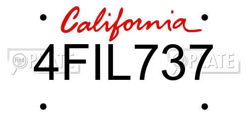 4FIL737 California License Plate